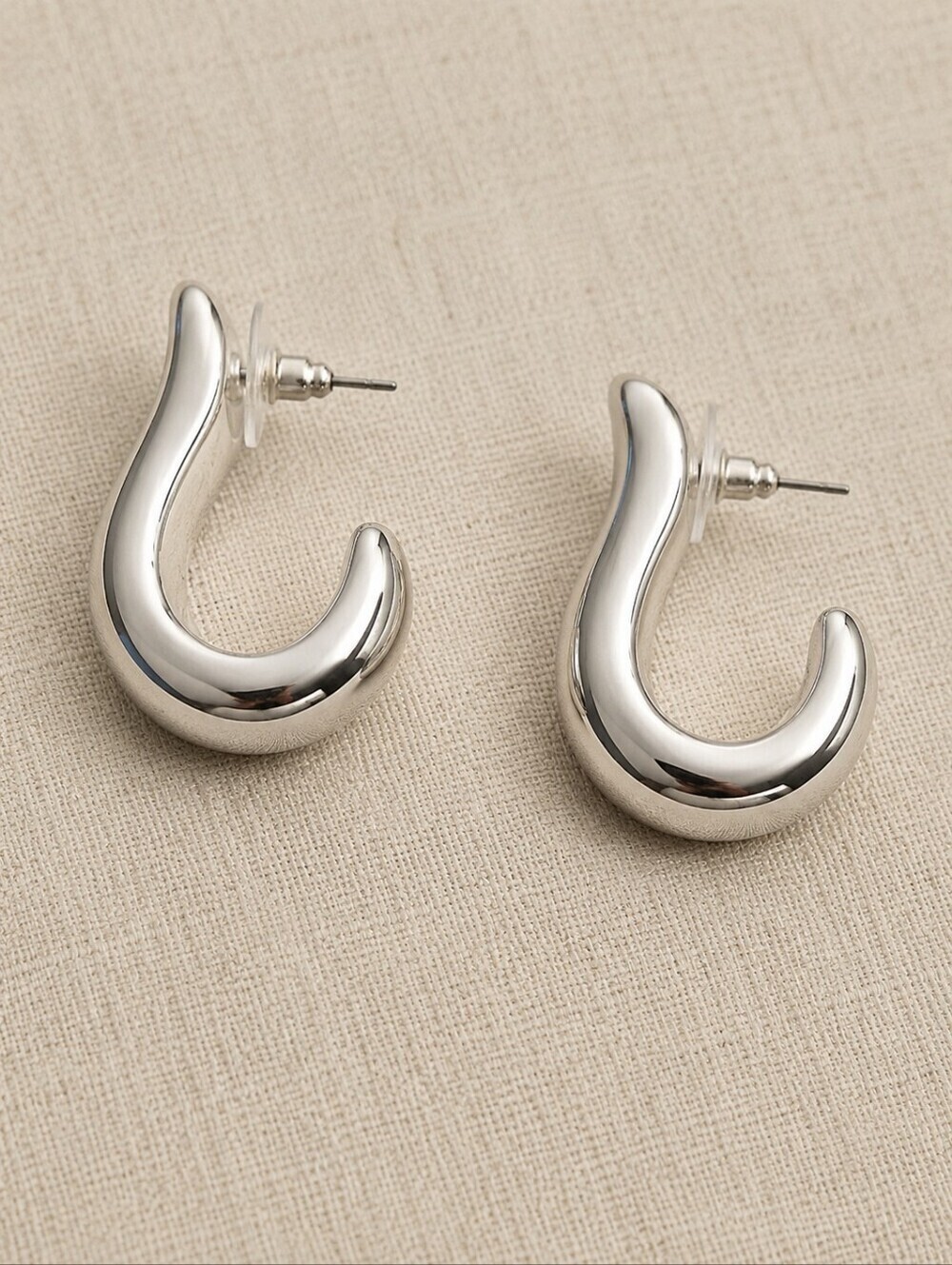 3/$30 CATO Silver Sculptural Hoop Earrings